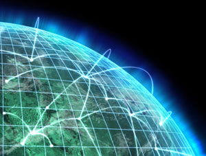 internet shown around planet earth
