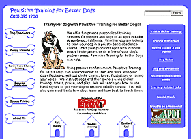 Old Pawsitive Training for Better Dogs web site before redesign